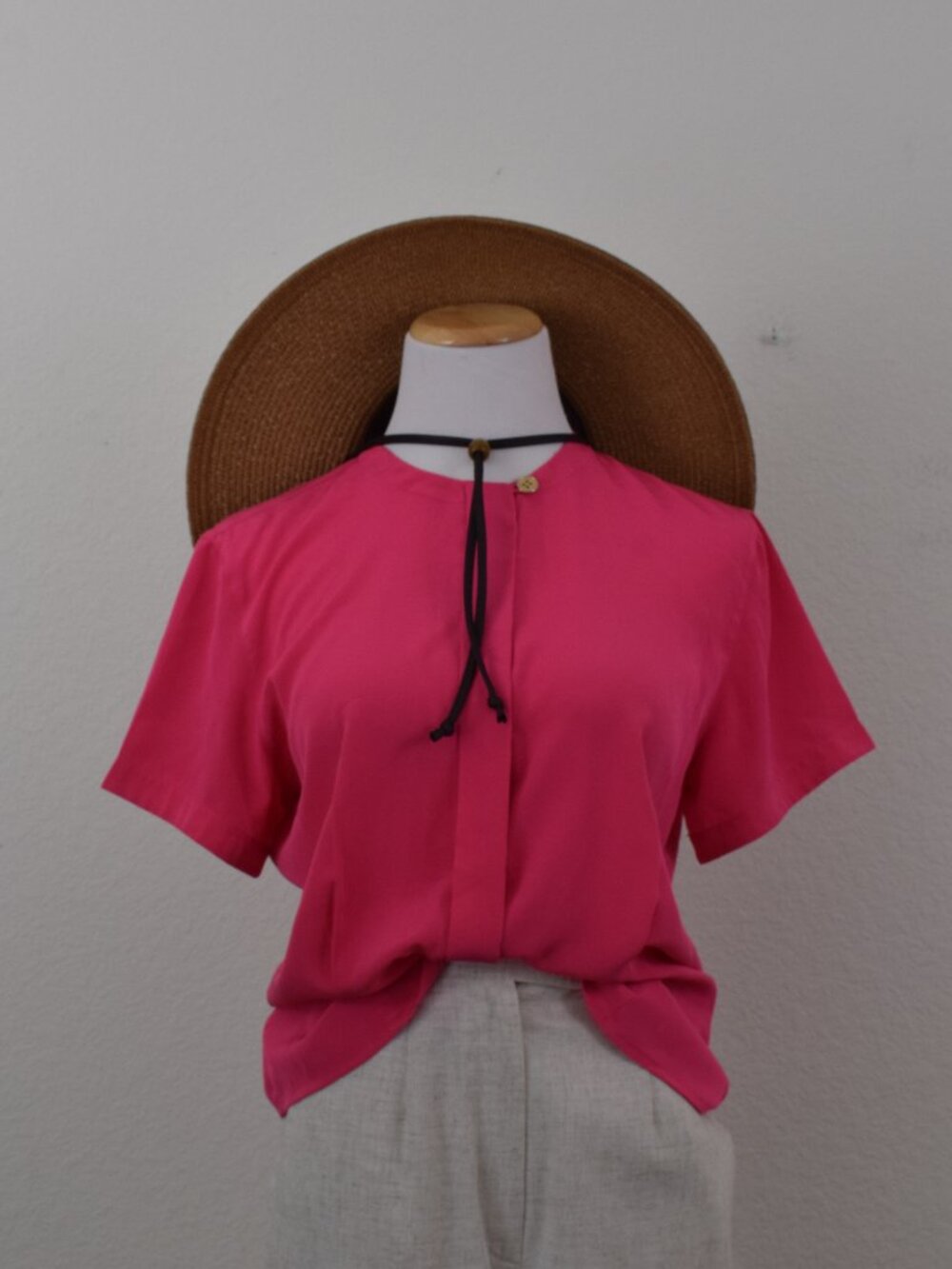 Vintage 80s‎ Button Polyester Blouse size 8
